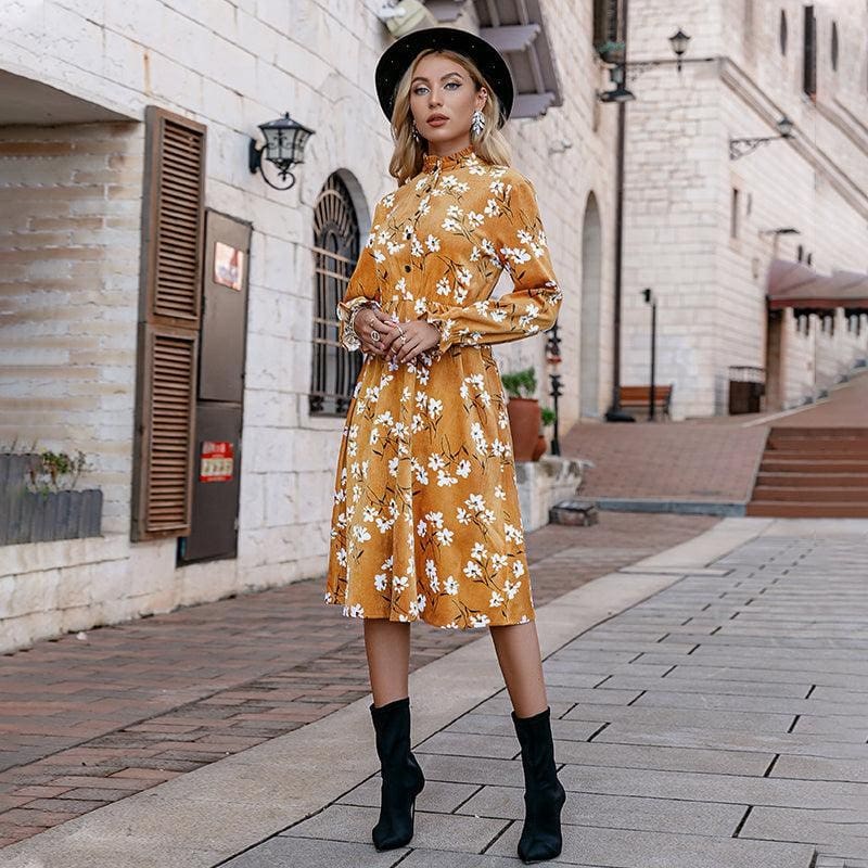 Robe Bohème Chic Jaune Hiver