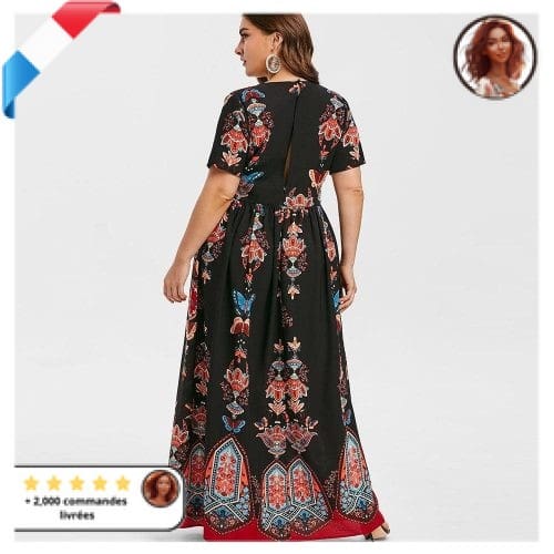 Robe Longue Bohême Taille 48 - Multicouleur, Manches Courtes, Neuf Avec Étiquettes, Grande Taille